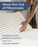 Queen Pillow Cases - 8 Pack Pillowcase Covers - 20" x 30" (Beige Stripes) - Image 5