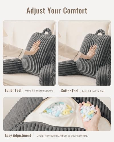 Blissful Diary Reading Pillow for Bed, Backrest Pillow, Slate Gray - Image 3