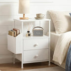 MALOL Night Stand with Charging Station & Led Light Strip,White by MALOL