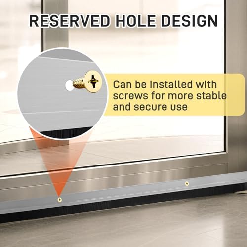 2 Pcs Door Sweep Door Brush Bottom Sweep with H-Shape Aluminum Alloy Base for Home、Industrial，1.6-Inch Door Brush (2.6Inch Wx39.4Inch L),Silver - Image 6