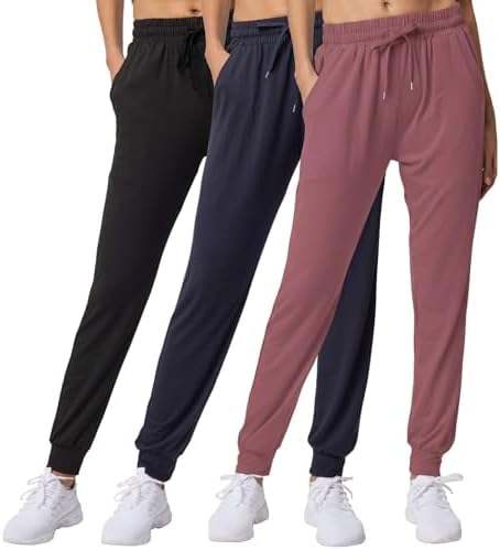 3 Pack Women's Joggers Sweatpants Lounge Pants Yoga Workout Pajama Pockets by RealEssentials