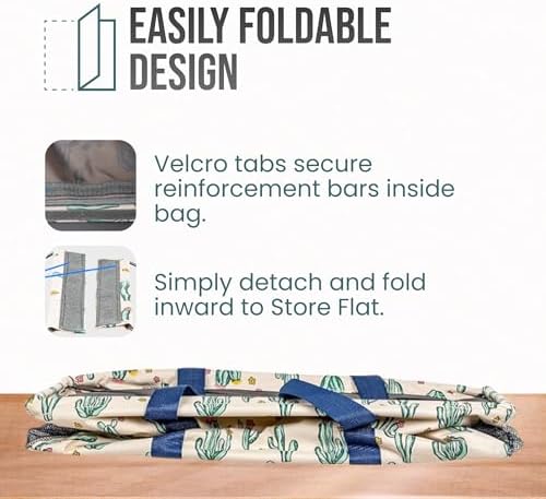 Extra Large Utility Tote Bag - Oversized Collapsible Beach Bag - Cactus - Image 6