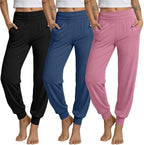Ficerd 3 Pack Women's Joggers Loose Yoga Pants with Pockets by Ficerd