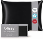 Blissy Silk Pillowcase - 100% Pure Mulberry Silk - 22 Momme 6A High-Grade Fibers - Silk Pillow Cover for Hair & Skin - Regular, Queen & King (Black, King) by Blissy