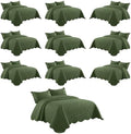 Imperial Rooms Queen Quilt Olive Green Leaf 10 Pack for Hotel Guest Room by IRImperialRooms