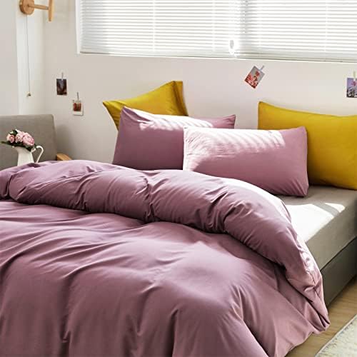 Luxlovery Purple Comforter Set Full Dusty Purple Bedding Comforter Set Modern Solid Lilac Soft Breathable Pale Mauve Blanket Quilts 3 Piece Bedding Set for Women Men Adults - Image 6