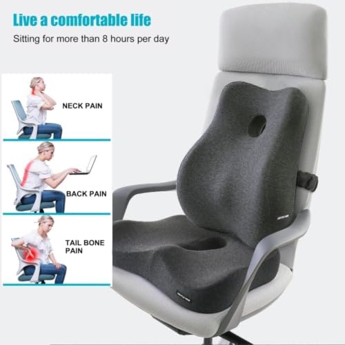 Coccyx Seat Cushion, Sciatica Pain Relief Tailbone Cushion for Office Chair, Car Seat, and Home Seat, Office Chair Cushions for Back and Butt(Dark Grey) - Image 2