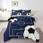 Football Kids Boys Comforter Set Twin Size Soccer Ball Pattern Down Comforter with 1 Pillowcase Sports Theme Bedding Set for Teens Game Room Decor Football Court Duvet Set Polyester Quilt Set - Image 2