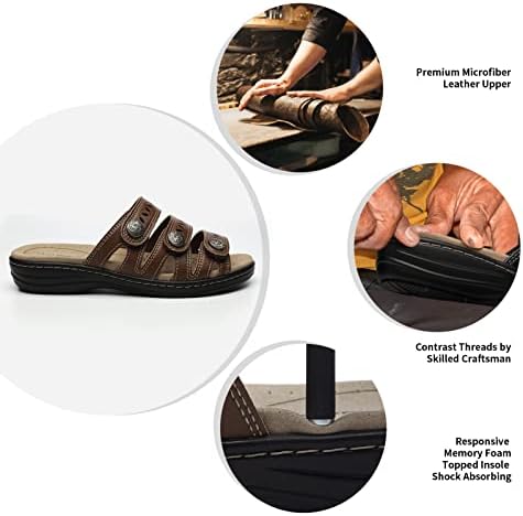 Women's Comfort Leather Slides Lightweight Flat Sandals Cute Slip On Casual Walking Slippers - Image 5