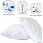 Moonsea Waterproof Zippered Pillow Protector, 4 Pack Cotton Terry Queen Size 20 x 30 Inch Pillow Protector, Pillow Covers Encasement, Pillow Case White - Image 2