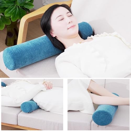 Round Neck & Lumbar Support Bolster Pillow, High-Density Foam Cylindrical Pillow with Removable Washable Cover for Head Back Neck Leg & Body Support(Yellow,5x24in/12x60cm) - Image 3