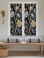 Window Privacy Film Frosted, Vintage Garden Flower Reusable Static Cling Window Tints, Rustic Floral Leaf Pastoral Black Heat Control Windows Films for Offices, Balcony, 29.5 x 118 Inches - Image 5