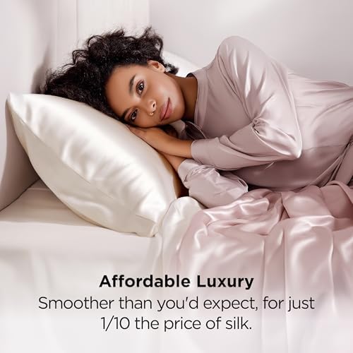 Bedsure King Size Satin Pillowcase Set of 8 - Ivory Silky Pillow Cases for Hair and Skin with Envelope Closure, Similar to Silk Pillow Cases, Gifts for Women Men, 20x36 Inches, 8pcs - Image 4