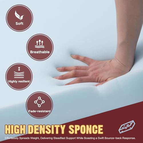 Outdoor Bench Cushion Waterproof with Memory Foam,Patio Bench Cushions for Outdoor/Indoor Furniture Porch Swing Cushion with Handle and Adjustable Strap,Burgundy Red,42x18 Inch - Image 2
