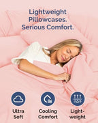 Queen Pillow Cases - 6 Pack Soft Pillowcase Covers - 20" x 30" (Baby Pink) - Image 3