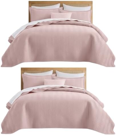 IR Imperial Rooms King Quilt Set Baby Pink Bedspread Wave 2 Pack by IRImperialRooms