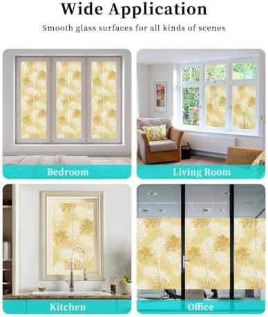 Window Privacy Film Frosted, Yellow Palm Trees Tropical Non-Adhesive Static Cling Window Tint, Summer Beach Botanical Insulated Windows Frosted Films for Living Room, 35.4 x 78.7 Inches - Image 7