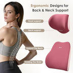 FLORICH Car Seat Cushion & Lumbar Support Pillow & Car Neck Pillow, Ergonomic Memory Foam Driving Seat Cushion for Back & Sciatica Pain Relief, Non-Slip Washable Cushion for Car, Driver, Office-Pink - Image 6