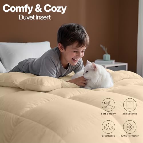 Utopia Bedding Comforter King Size, Duvet Insert, Beige, 90 x 102 Inches - Image 6