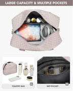 Weekender Bags for Women Travel Bag - Duffle Bag with Shoe Compartment Carry on Overnight Bag for Women Hospital Bags for Labor and Delivery 2Pcs Set Nude Pink - Image 2