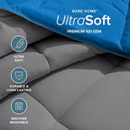Bare Home Reversible Comforter (Twin/Twin XL, Grey/Medium Blue) - Image 4