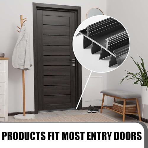 Pushglossy 1 Pcs Door Bottom Seal with Vinyl Fins Threshold Strip,Black - Image 6