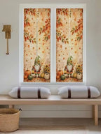 Window Privacy Film Frosted, Thanksgiving Gnomes Reusable Static Cling Window Tints, Fall Orange Pumpkin Maple Leaves Heat Control Windows Films for Offices, Balcony, 29.5 x 118 Inches - Image 5