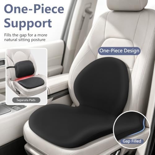 Car Seat Cushion with Lumbar Support Pillow - Memory Foam Driver Seat Cushion for Back & Sciatica Pain Relief, Washable Cover, Non-Slip Bottom for Long Driving (Black) - Image 5