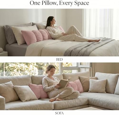 Pat. Pend. Segmented Body Pillow for Side Sleepers, 47 Inch, Pink - Image 5