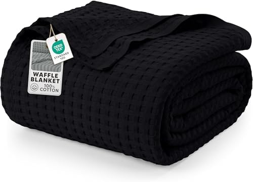 Utopia Bedding 100% Cotton Waffle Blanket Twin Size Black, 90x72 Inch by UTOPIABEDDING