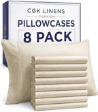 Queen Pillow Cases - 8 Pack Soft Pillowcase Covers - 20" x 30" (Wheat) by CGKUnlimited