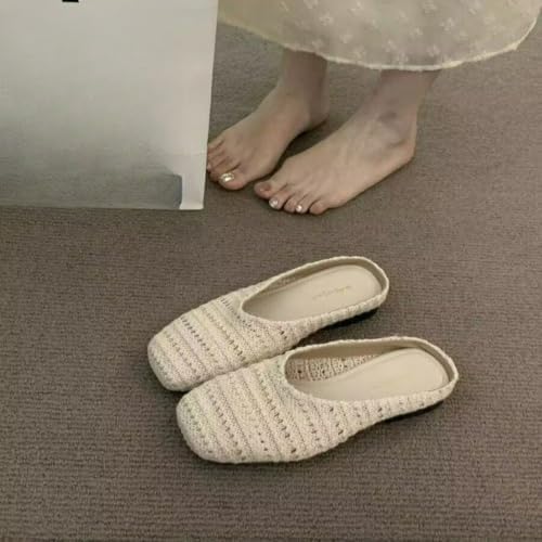Elegant Bohemian Crochet Mules for Women, Breathable Hollow-Out Woven Knit Flats, Pointed Toe Summer Beach Sandals, Lightweight Slip-on Loafers for Travel & Daily Wear - Image 5