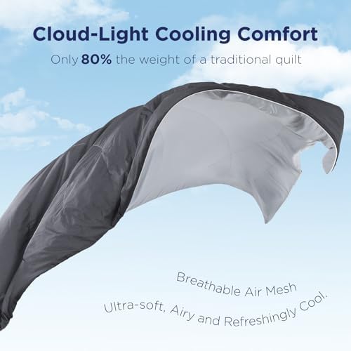 Elegear Cooling Comforter Queen Size, Ultra Lightweight, 90" x 90", Grey - Image 3