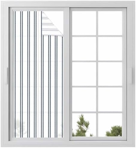 Window Privacy Film Frosted, Navy Blue Striped Static Cling Door Window Covering, Modern Vertical Stripes Minimalist UV Blocking Windows Film for Office, Hotel, Bedroom, 29.5 x 78.7 Inches by Unknown