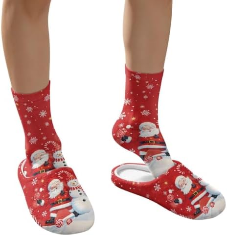 Jeiento Winter Fuzzy Slipper and Crew Socks Warm Winter Shoes Lightweight Soft Cushion House Slipper Bedroom Shoes - Image 4