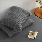 Love's cabin Seersucker Dark Grey California King Comforter Set, 7 Pieces California King Bed in a Bag, All Season Bedding Sets with Comforter, Flat Sheet, Fitted Sheet, Pillowcase and Pillow Sham - Image 6