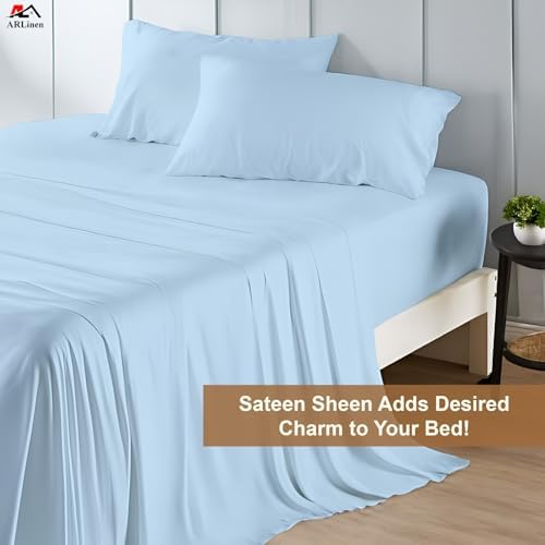 ARlinen RV Bunk Sheet Set, 28x75, 4 Piece Egyptian Cotton, Light Blue - Image 7