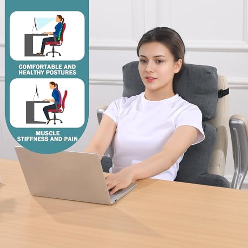 ROYALAY 2 Pcs Neck Pillow Lumbar Support for Recliner, Back Pillow for Chair with Adjustable Headrest Pillow, Back Rest Pillow for Office Chairs, Recliners,Sofa, Couch - Image 6