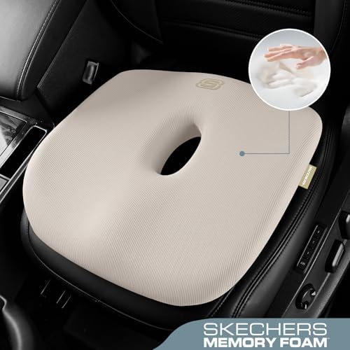 Skechers Seat Cushion Memory Foam,Donut Pillow Office Chair Cushion for Tailbone Pain Relief,Butt Pillow for Office Chair,Car seat Cushion,Long Sitting Office Workers,and Car Drivers,Beige - Image 2