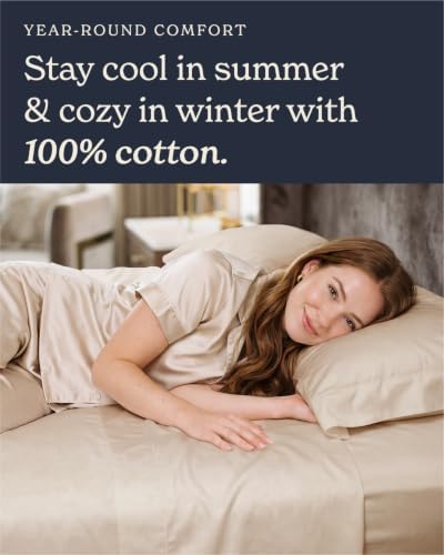 Beckham Hotel Collection Pillowcases King Size Set of 2, Cool Touch Cotton Sateen Fabric, 500TC, Silky Smooth & Soft, Open End, Sand - Image 6