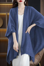Women's Shawl Wrap Plus Size Cardigan 100% Merino Wool Poncho Cape Fall Winter Open Sweater Coat - Image 2