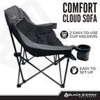 Black Sierra Double Loveseat Comfort Camping Couch, Oversized Folding Chair for Adults, 600‑lb Capacity, Plush Padded Heavy Duty Outdoor Seat with Cup Holders & Carry Bag for Beach, RV - Image 5