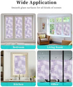 Window Privacy Film Frosted, Purple Botanical Reusable Static Cling Window Tints, Summer Palm Leaves Foliage Tropical Heat Control Windows Films for Offices, Balcony, 29.5 x 118 Inches - Image 7