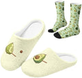 Jeiento Women's Fuzzy Slippers and Sock Set Warm Cozy Memory Foam House Shoes Soft Slip-on Slides Spa Slippers for Hotel by Jeiento