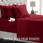 Elegant Comfort Luxury Soft 6-Piece 1500 Premium Hotel Quality Bed Sheet Set with Extra Deep Pockets 18-24 Inch, Wrinkle Free, Storage Pockets, Extra Deep Pocket 6PC Sheets, Queen, Burgundy - Image 5