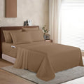 Elegant Comfort 1500 Premium Quality 6-Piece Bed Sheet Set - 18-24 Inch Extra Deep Pocket, Smart Storage Pockets, Wrinkle Free Ultra Soft 6PC Extra Deep Pocket Sheets, Full, Taupe by ELEGANTCOMFORT