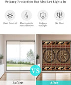 Window Privacy Film Frosted, Texas Star Rustic Non-Adhesive Static Cling Window Tint, Farmhouse Western Horse Wood Grain Insulated Windows Frosted Films for Living Room, 35.4 x 78.7 Inches - Image 6