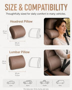 Ergonomic Headrest and Lumbar Support Set for Car Seats, Breathable Perforated Leather Car Pillows, Luxurious Memory Foam Neck Pillow for All Cars, Eases Neck Fatigue for Long Driving(Amber) - Image 6