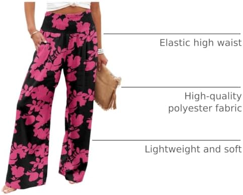 Angerella Womens Elastic High Waisted Palazzo Pants Casual Wide Leg Long Lounge Pant Trousers with Pocket - Image 4