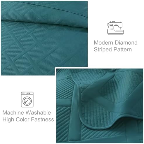 Exclusivo Mezcla 3-Piece Soft Quilt King Size Bedding Set, Teal - Image 5